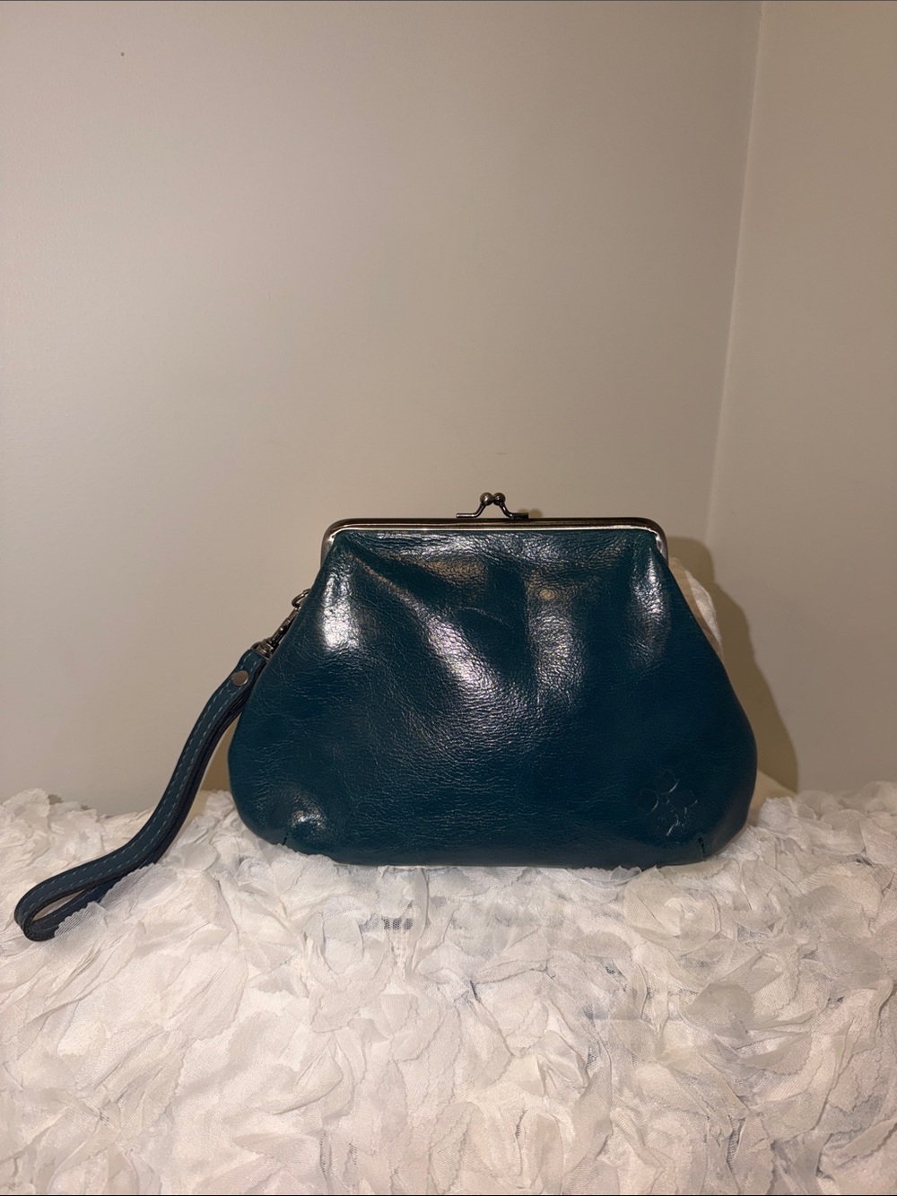 Patricia Nash Dark Teal Leather Wristlet Clutch